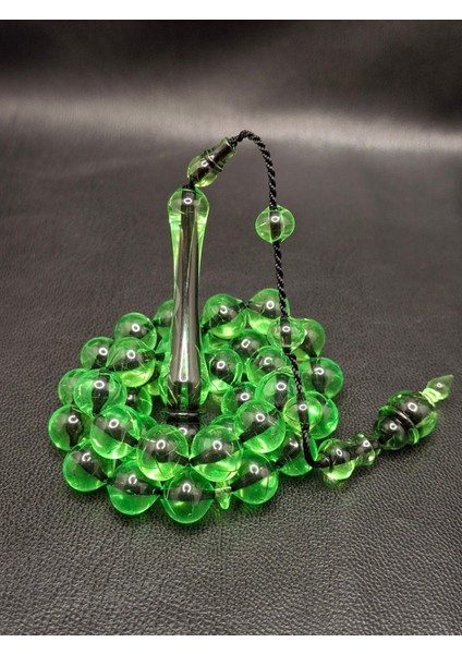 Özel Çatlak Desenli Uçlu Küre Şalgami Kesim Yeşil Toz Kehribar Tesbih modelleri