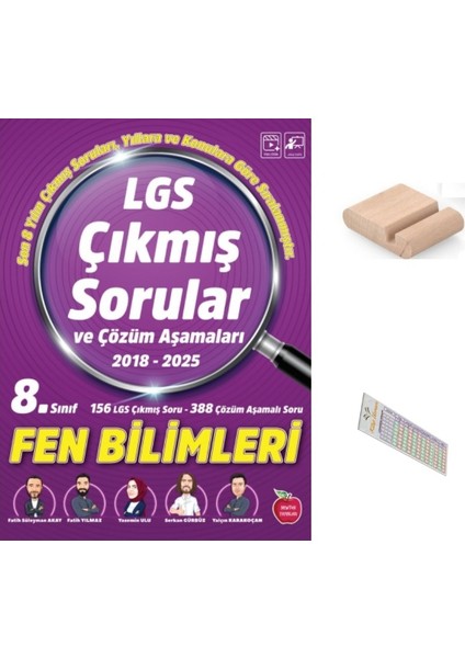 Lgs Fen Çıkmış Sorular ve Çözüm Aşamaları 2018-2025 ( Yıllara ve Konulara Göre) +Telefon Tutucu