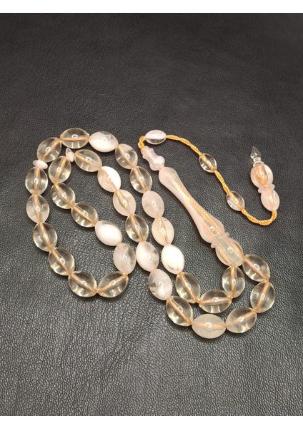 Turuncu Ip Geçişli Şeffaf Beyaz Toz Kehribar Tesbih modelleri