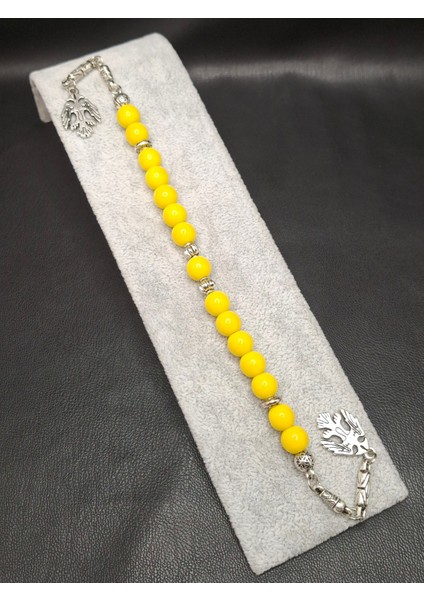 Mat Sarı Renk Özel Tasarım 15'li Zaza Model Cam Tesbih