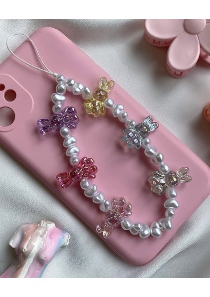 Renkli Tavşan ve Incili Telefon Charm Telefon Askısı Bileklik fiyatları