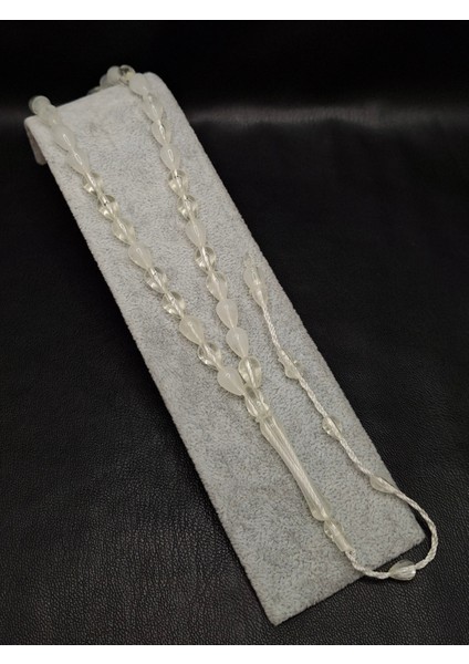 Şeffaf Beyaz Renk Gözyaşı Damla Model Toz Kehribar Tesbih