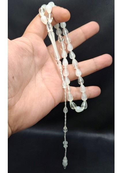 Şeffaf Beyaz Renk Gözyaşı Damla Model Toz Kehribar Tesbih fiyatları