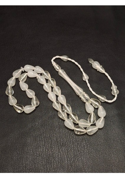 Şeffaf Beyaz Renk Gözyaşı Damla Model Toz Kehribar Tesbih modelleri