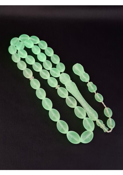 Karanlıkta Yeşil Parlayan Imame Işlemeli Kedi Gözü Tesbih