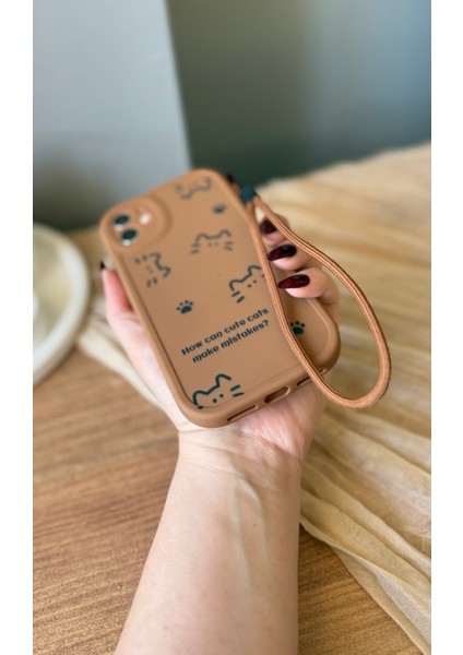 IPHONE 11 Ipli Kahverengi Kedi Desenli Kılıf modelleri