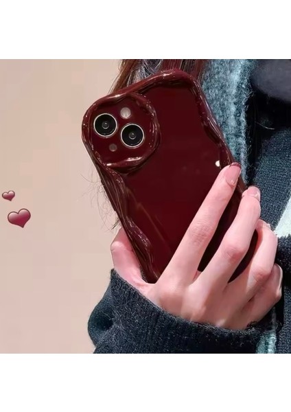 IPHONE 14 Bordo Dalgalı Kenarlı Parlak Silikon Kılıf fiyatları
