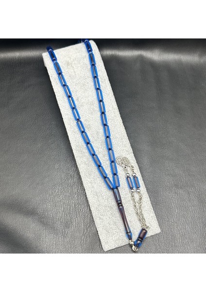 Içi Siyah Mavi Renk Kesme Kesim Toz Kehribar Tesbih