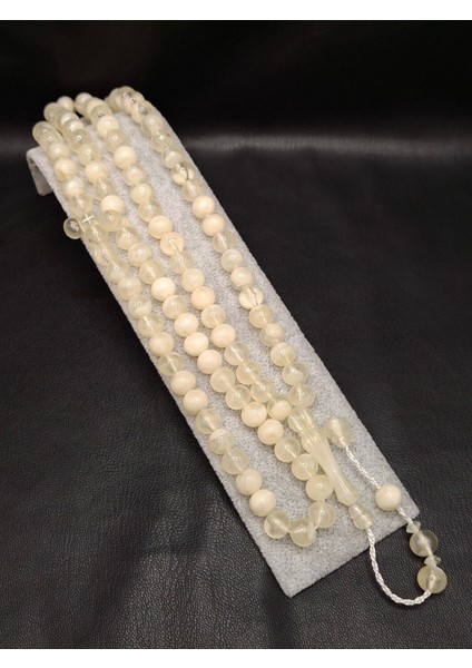 Beyaz Şeffaf Renk 99'lu Toz Kehribar Tesbih