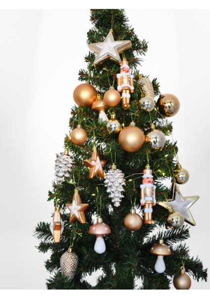 Yılbaşı Ağacı Altın Rengi Süsleme Seti Altın Rengi 24 Adet