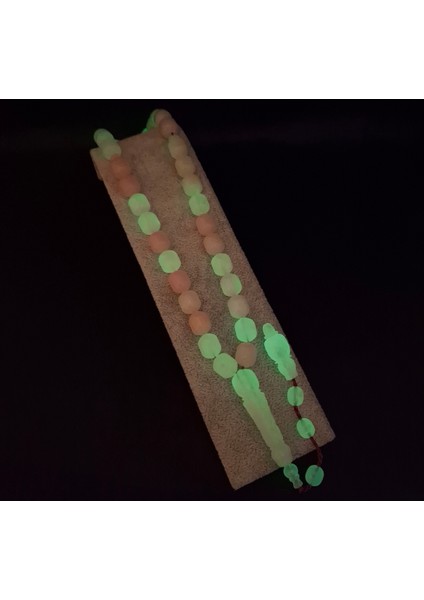 Toz Pembe Detaylı Karanlıkta Yeşil Parlayan Imame Işlemeli Kedi Gözü Tesbih