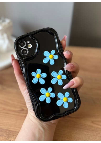 IPHONE 11 3D Papatya Dekorlu Siyah Parlak Kılıf fiyatları