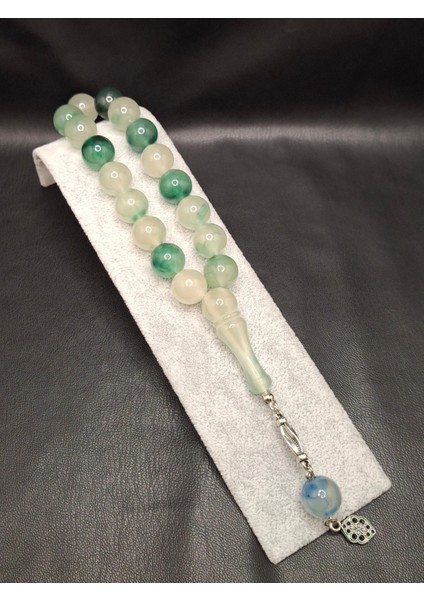 Karanlıkta Yeşil Parlayan Yeşil Desenli Püsküllü Kedi Gözü Tesbih fiyatları