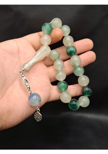 Karanlıkta Yeşil Parlayan Yeşil Desenli Püsküllü Kedi Gözü Tesbih modelleri