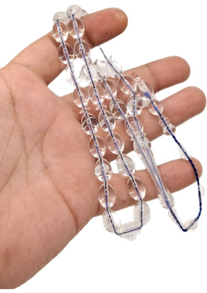 Lacivert Ip Geçişli Şeffaf Beyzi Kesim Toz Kehribar Tesbih fiyatları