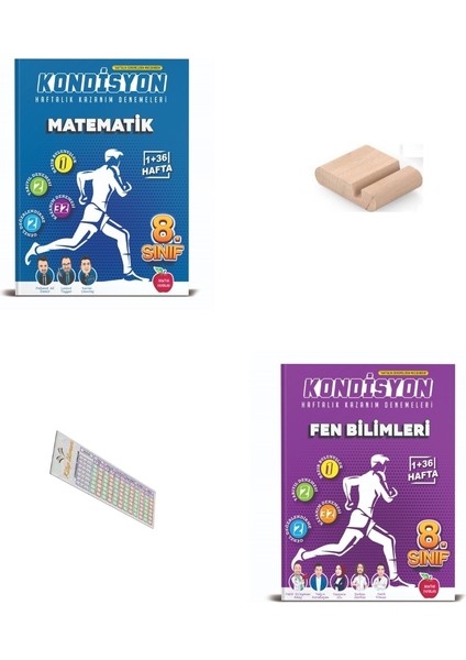 8.sınıf Kondisyon Haftalık Matematik Fen Kazanım Denemeleri 2026 Lgs +Telefon Tutucu+Çözüm Ayracı