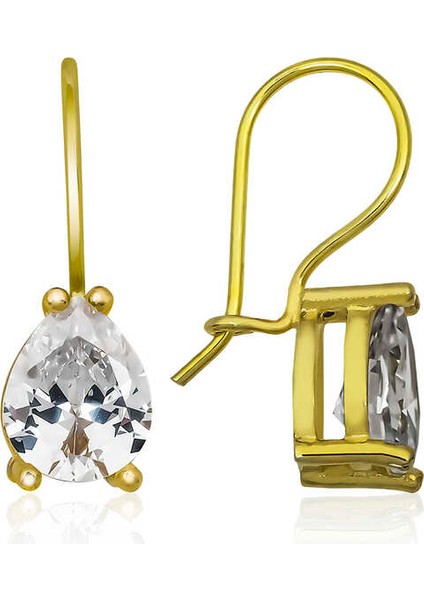 925 Ayar Gümüş Gold Sallantılı Damla Küpe T5691 (292292)