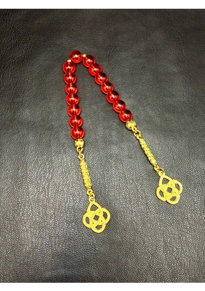 Altın Renk Kombinli Kırmızı Cam Zaza Model Tesbih modelleri