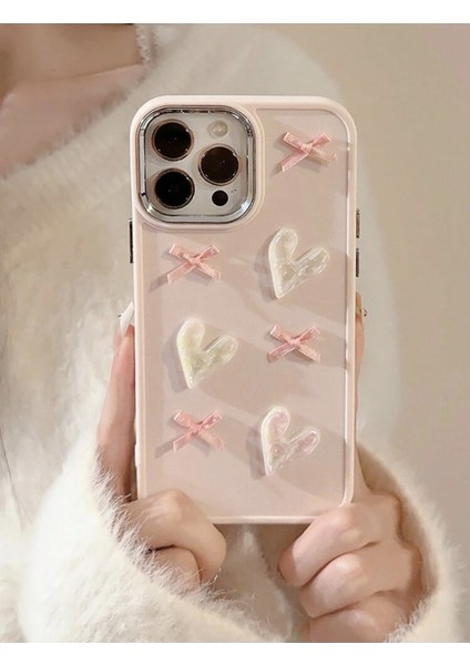 IPHONE 14 Promax 3D Kalp ve Fiyonk Detaylı Kılıf