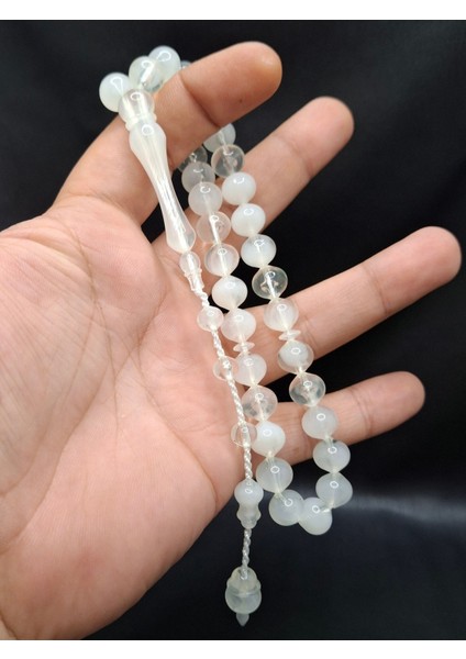 Beyaz Şeffaf Renk Uçlu Küre Kesim Toz Kehribar Tesbih fiyatları