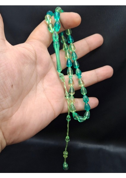 Su Yeşili Renk Gözyaşı Damla Model Toz Kehribar Tesbih fiyatları