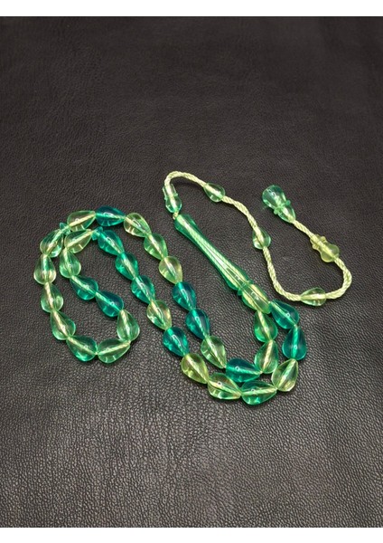 Su Yeşili Renk Gözyaşı Damla Model Toz Kehribar Tesbih modelleri