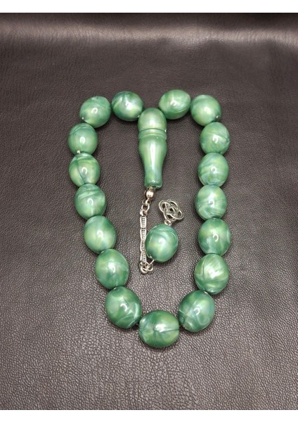 17'li Sedefli Yeşil Renk Maskot Model Toz Kehribar Tesbih modelleri