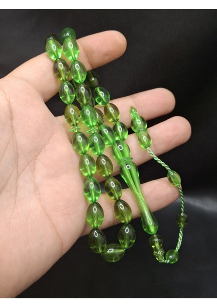 Özel Yeşil Renk Beyzi Toz Kehribar Tesbih fiyatları