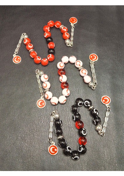 Özel Tasarım 3 Adet Ay Yıldızlı 15 Habbeli Zaza Tesbih Seti Anahtarlık Hediyeli fiyatları