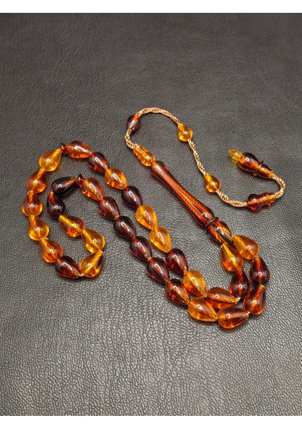 Turuncu Siyah Renk Gözyaşı Damla Model Toz Kehribar Tesbih modelleri