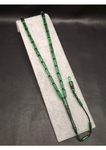 Içi Siyah Yeşil Renk Kesme Kesim Toz Kehribar Tesbih