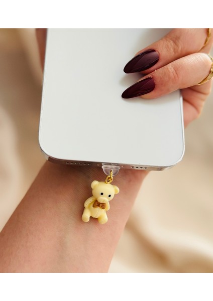Iphone 14 Promaxe Kadar Ayicikli Kawai?i? Tarz Şarj Gi?ri?ş Koruma Telefon Charm Iphone Uyumlu modelleri
