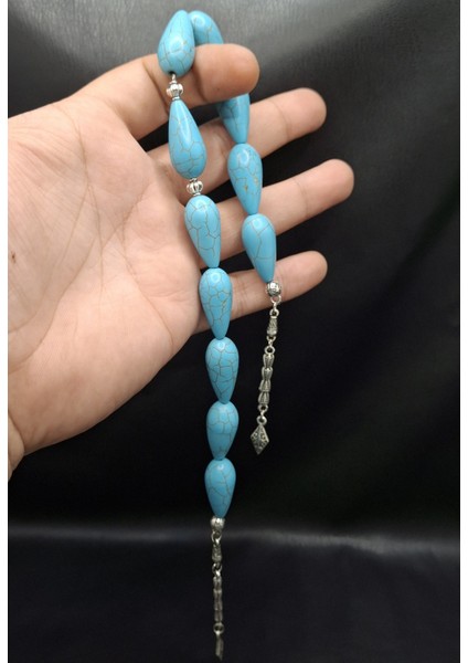 Gözyaşı Damla Model Büyük Boy 11LI Turkuaz Zaza Tesbih fiyatları