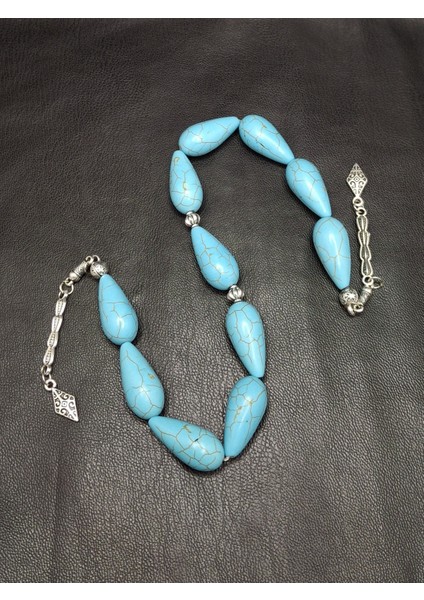 Gözyaşı Damla Model Büyük Boy 11LI Turkuaz Zaza Tesbih modelleri