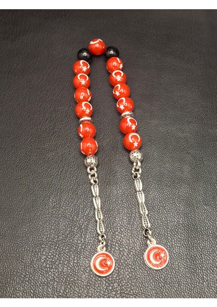 Özel Tasarım Kırmızı Renk Ay Yıldızlı 15'li Zaza Tesbih fiyatları