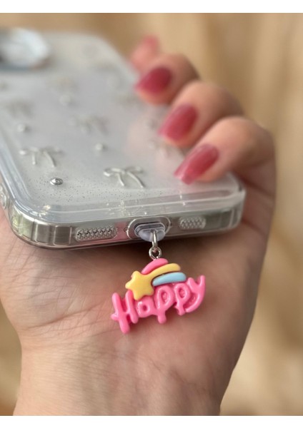 Miraztasarım Typ-C Uyumlu Kawaii Tarz Kalp Şarj Giriş Koruma Charmı Telefon Charm Typ-C Şarj