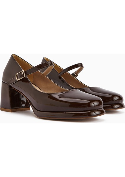 Junis Kahve Rugan Kadın Platform Topuklu Ayakkabı modelleri