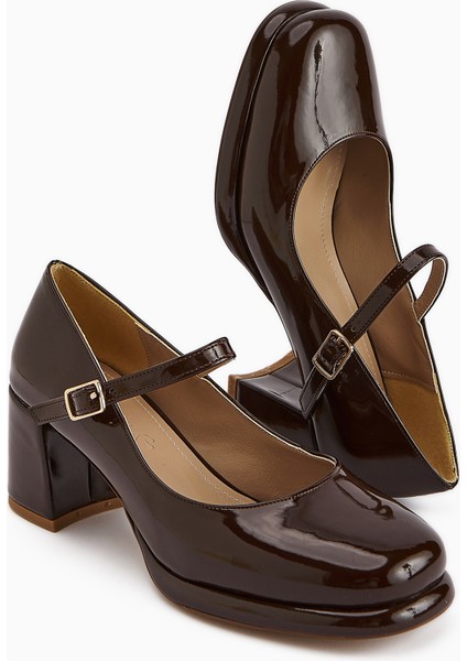 Junis Kahve Rugan Kadın Platform Topuklu Ayakkabı fırsatları