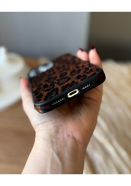 IPHONE 16 Uyumlu Promax Tüylü Leopar Desenli Yumuşak Dokulu Siyah Kılıf2 modelleri