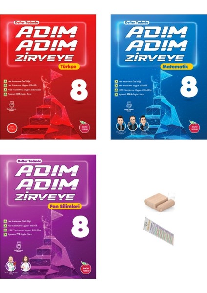 8.sınıf Adım Adım Zirveye Türkçe Matematik Fen Soru Bankası 2026 Lgs +Telefon Tutucu+Çözüm Ayracı