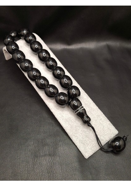 Siyah Renk Özel Lüks Model Maskot Toz Kehribar Tesbih