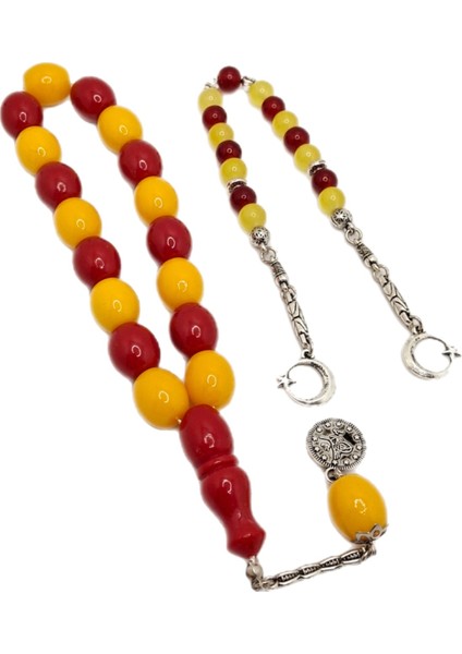 Sarı Kırmızı Taraftar Maskot Efe Model ve Zaza Model Tesbih Seti