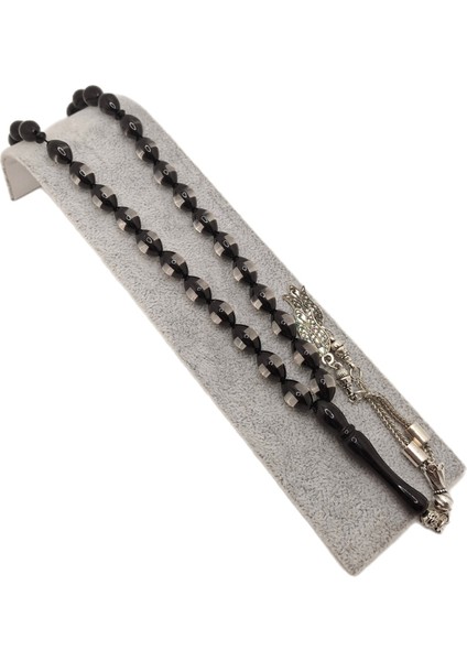 Siyah Şeffaf Arpa Kesim Sürmeli Toz Kehribar Tesbih fiyatları