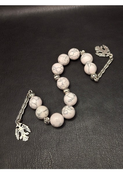 11'li Zaza Model Beyaz Doğal Taş Havlit Tesbih