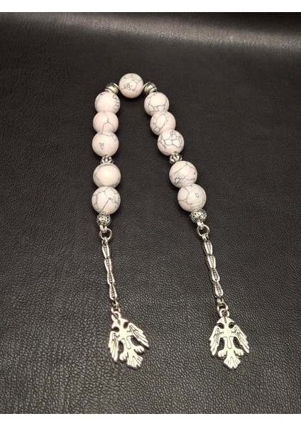 11'li Zaza Model Beyaz Doğal Taş Havlit Tesbih fiyatları