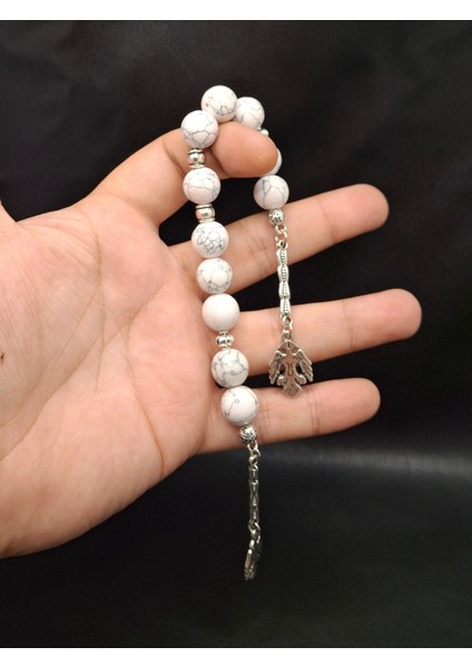 11'li Zaza Model Beyaz Doğal Taş Havlit Tesbih modelleri