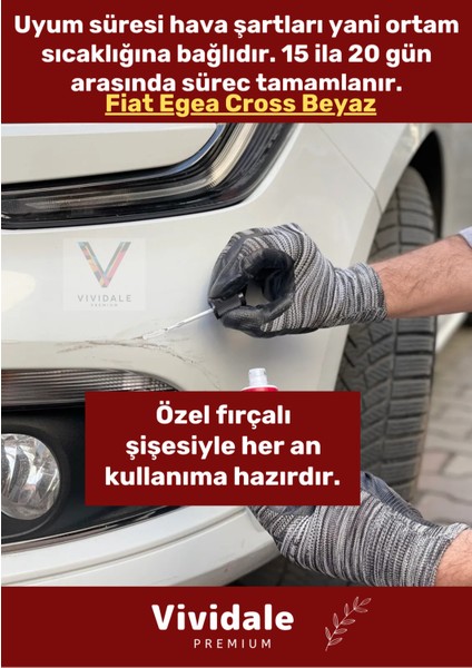 Premium Taş Izi Çizik Giderici Onarıcı Beyaz Fiat Egea Cross Uyumlu Oto Rötüş Boyası 20 ml