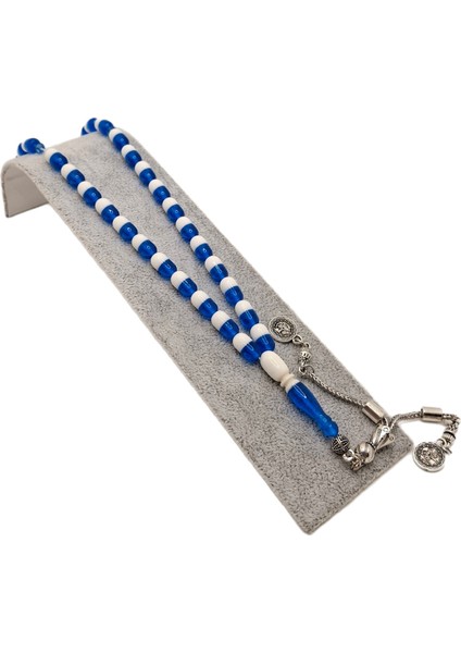 Özel Tasarım Çift Renk Mavi Beyaz Uçak Camı Tesbih