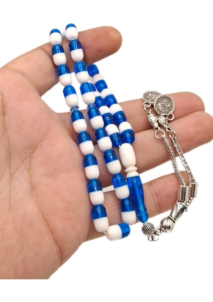 Özel Tasarım Çift Renk Mavi Beyaz Uçak Camı Tesbih fiyatları