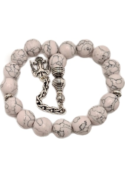 Küre Kesim Beyaz Havlit Doğal Taş Maskot Efe Tesbih modelleri